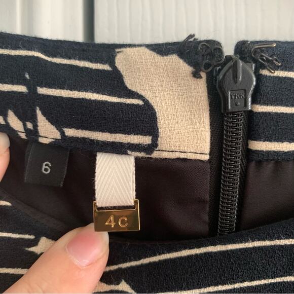 Anthropologie 4.Collective Black & Cream Mini Dress Stripe & Floral Print - Picture 3 of 9